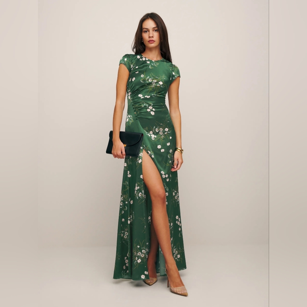 Elegant Green Floral Maxi Dress